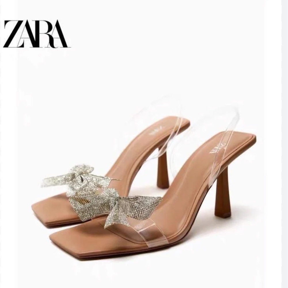 Zara Nude Heel w/ Silver Bow
